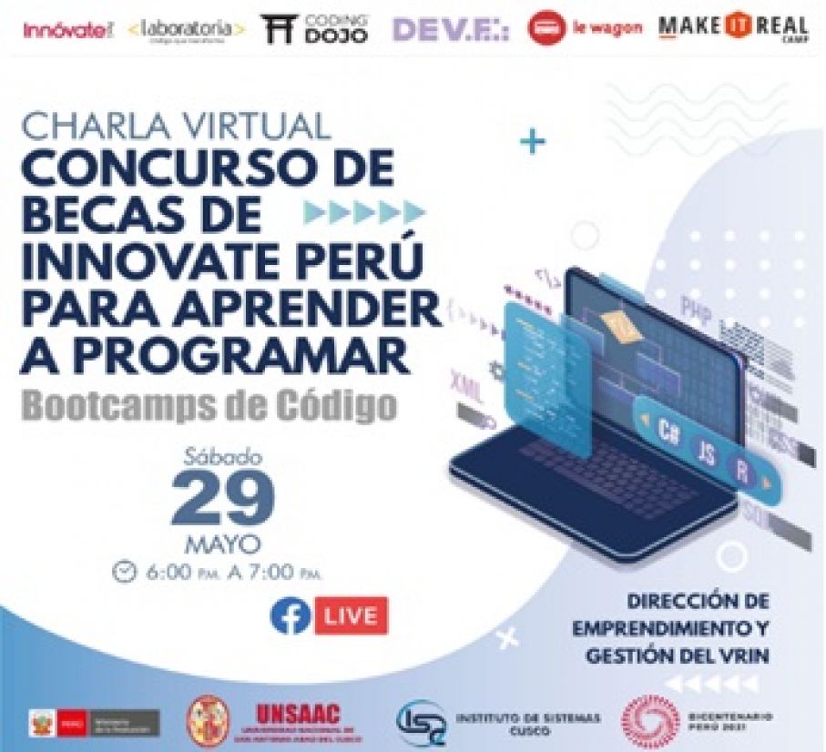 Charla virtual: Concurso de Becas INNOVATE PERÚ para aprender a programar