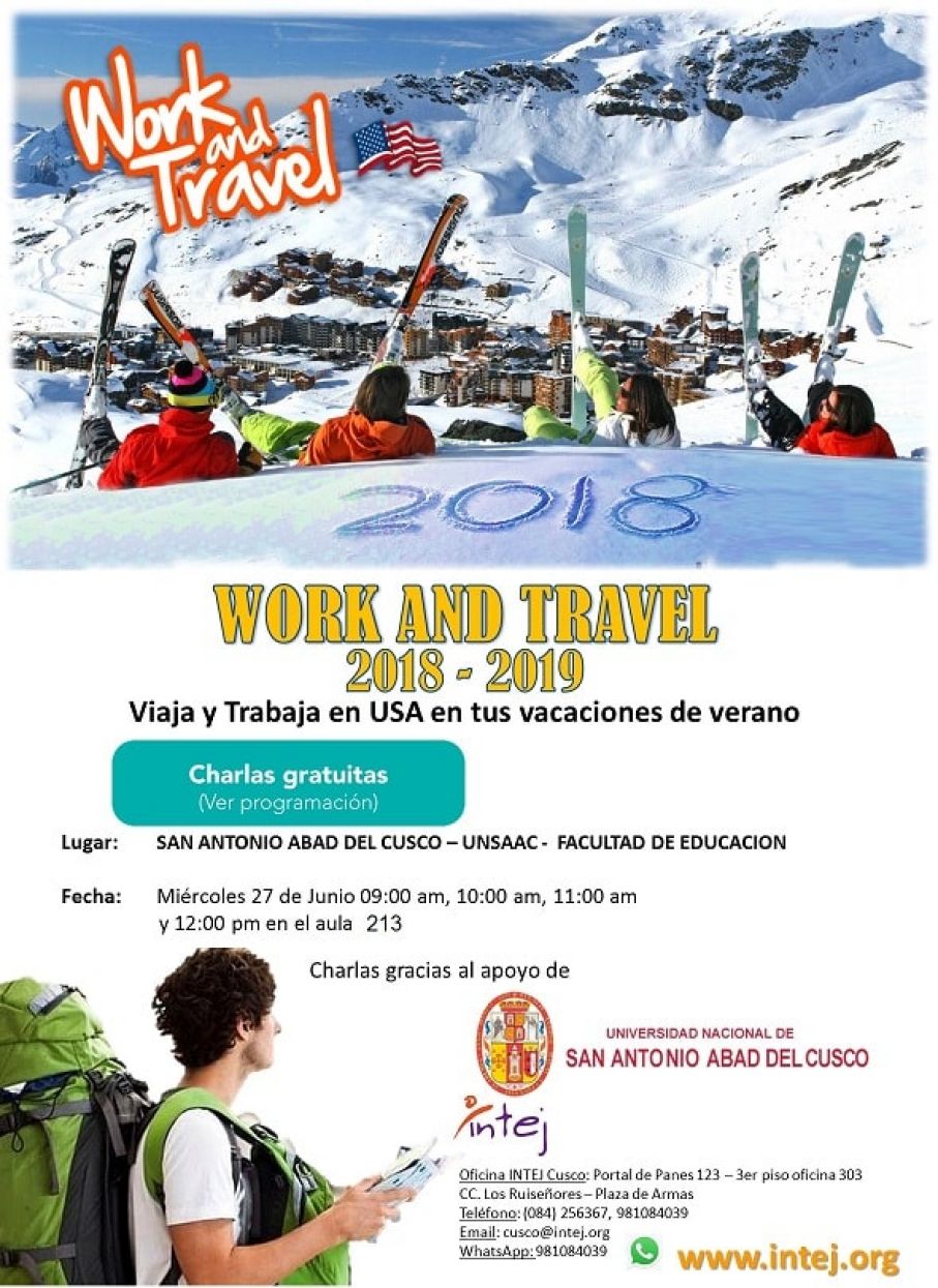 II CHARLA : VIAJA Y TRABAJA DURANTE TUS VACACIONES UNIVERSITARIAS - WORK AND TRAVEL USA