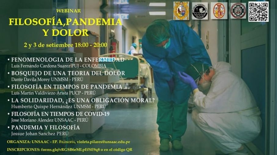 SEMINARIO WEB: WEBINAR &quot;FILOSOFIA,PANDEMIA Y DOLOR&quot;