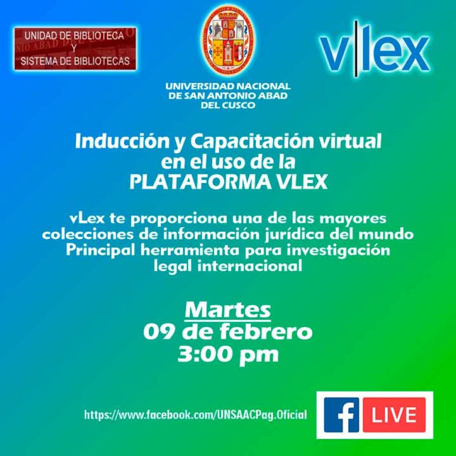 Charla : Inducción y Capacitación Virtual en el Uso de la Plataforma VLEX