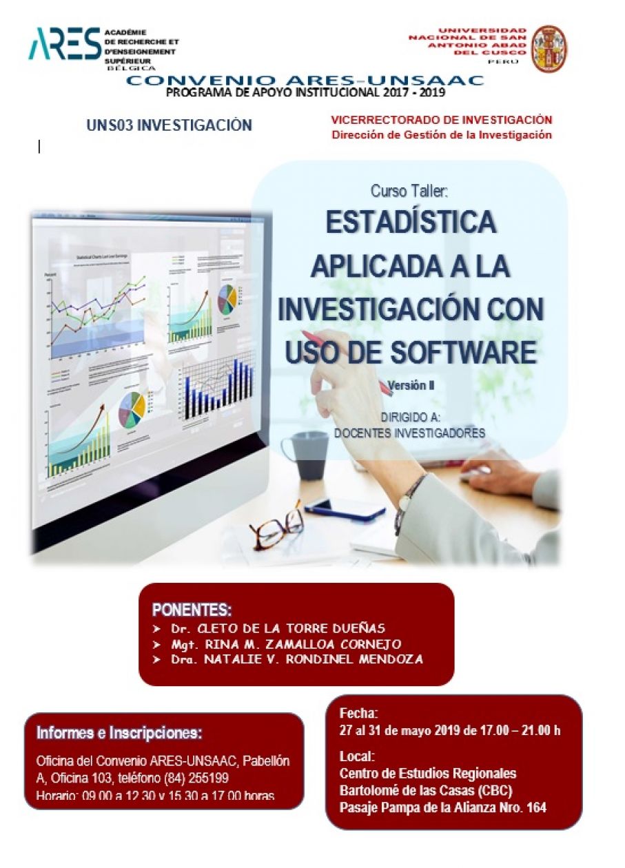 Curso Taller:  ESTADÍSTICA APLICADA A LA INVESTIGACIÓN CON USO DE SOFTWARE