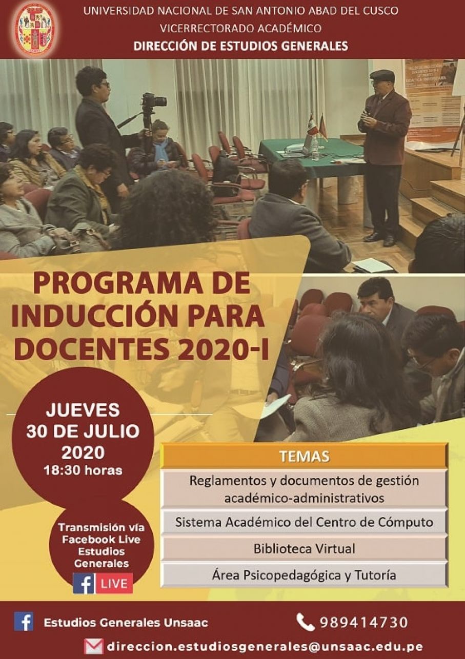 PROGRAMA DE INDUCCIÓN PARA DOCENTES 2020-I