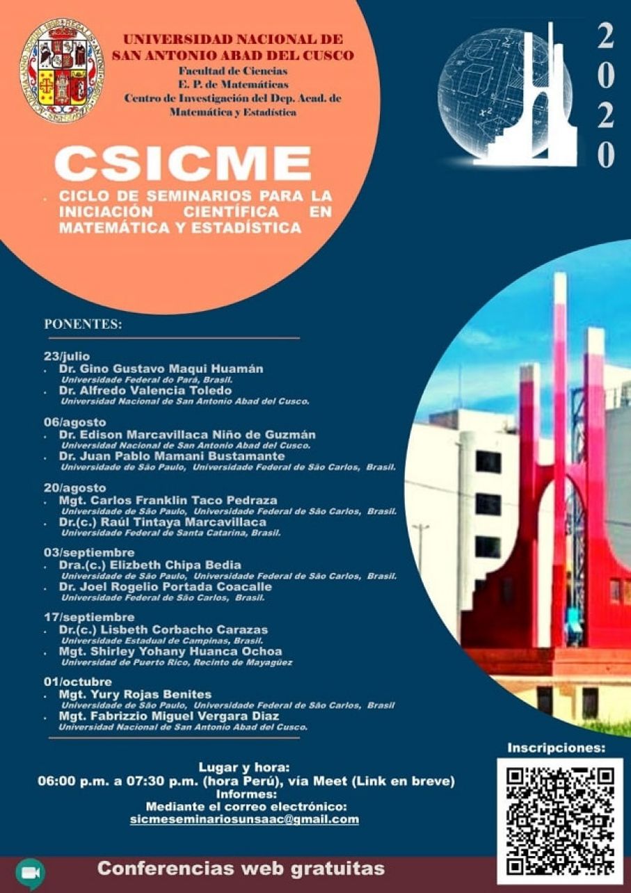 CICLO DE SEMINARIOS PARA LA INICIACIÓN CIENTÍFICA EN MATEMÁTICAS Y ESTADÍSTICA