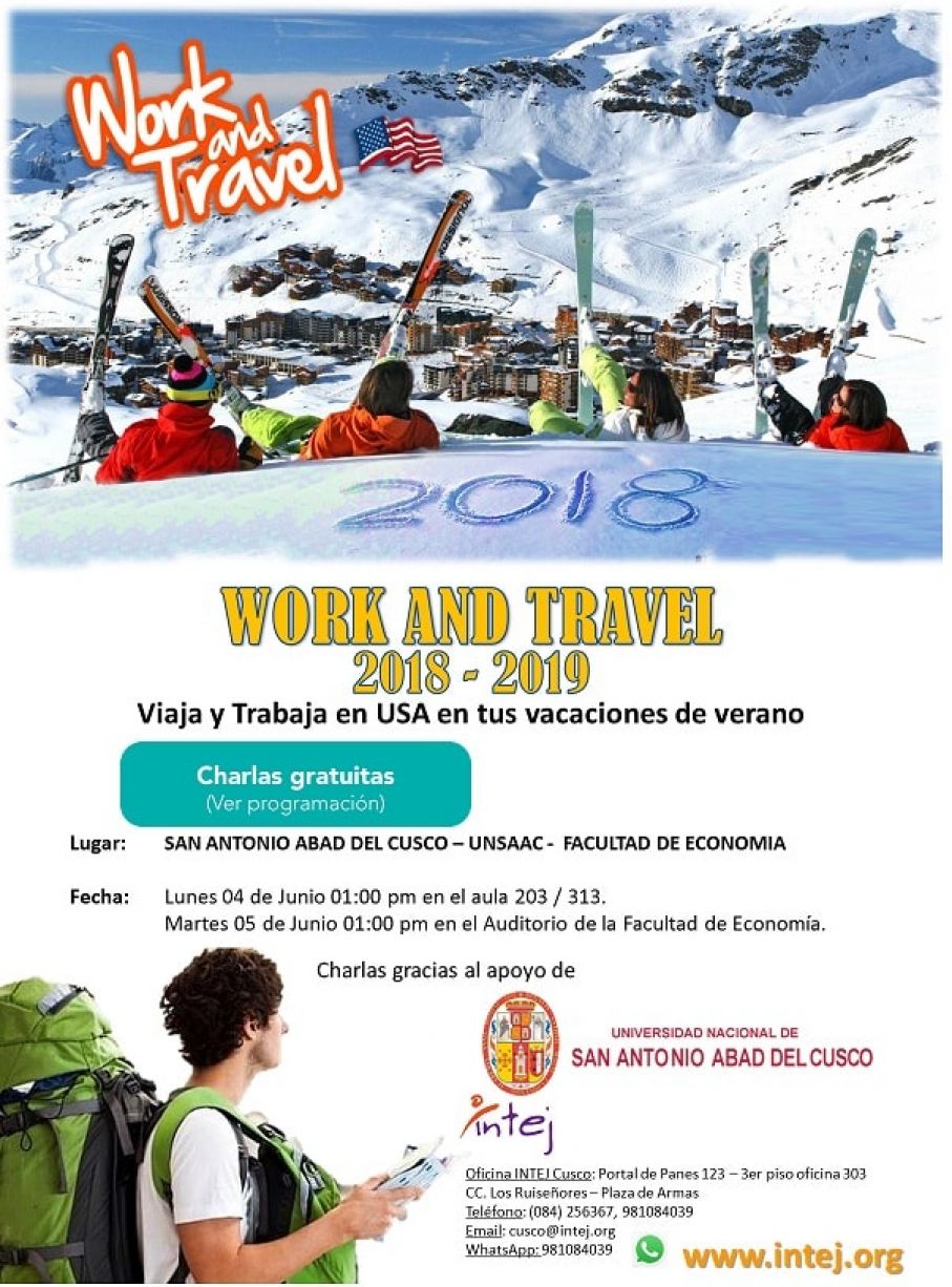 CHARLA : VIAJA Y TRABAJA DURANTE TUS VACACIONES UNIVERSITARIAS - WORK AND TRAVEL USA