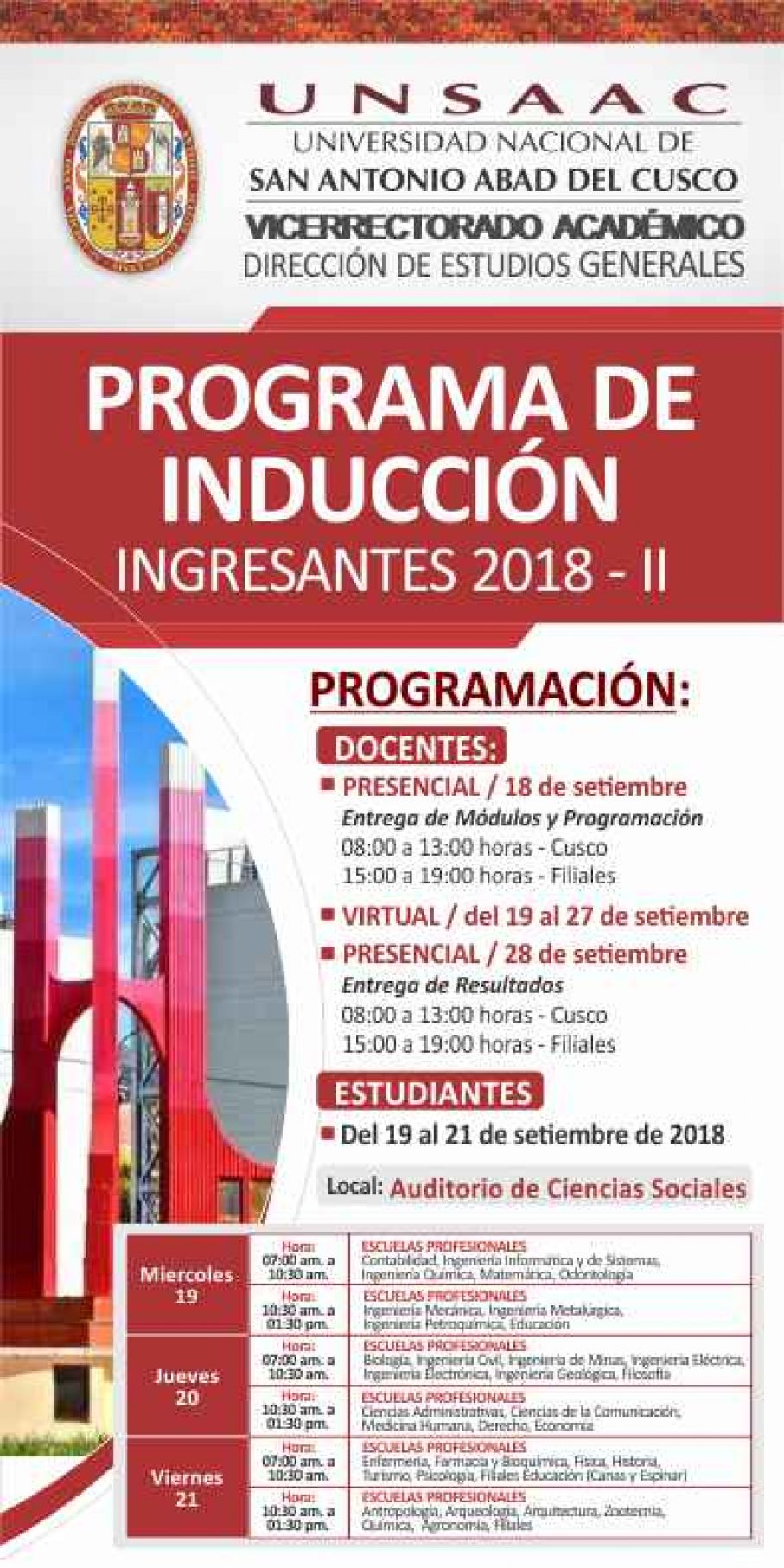 Programa de Inducción Docentes y Estudiantes 2018-II