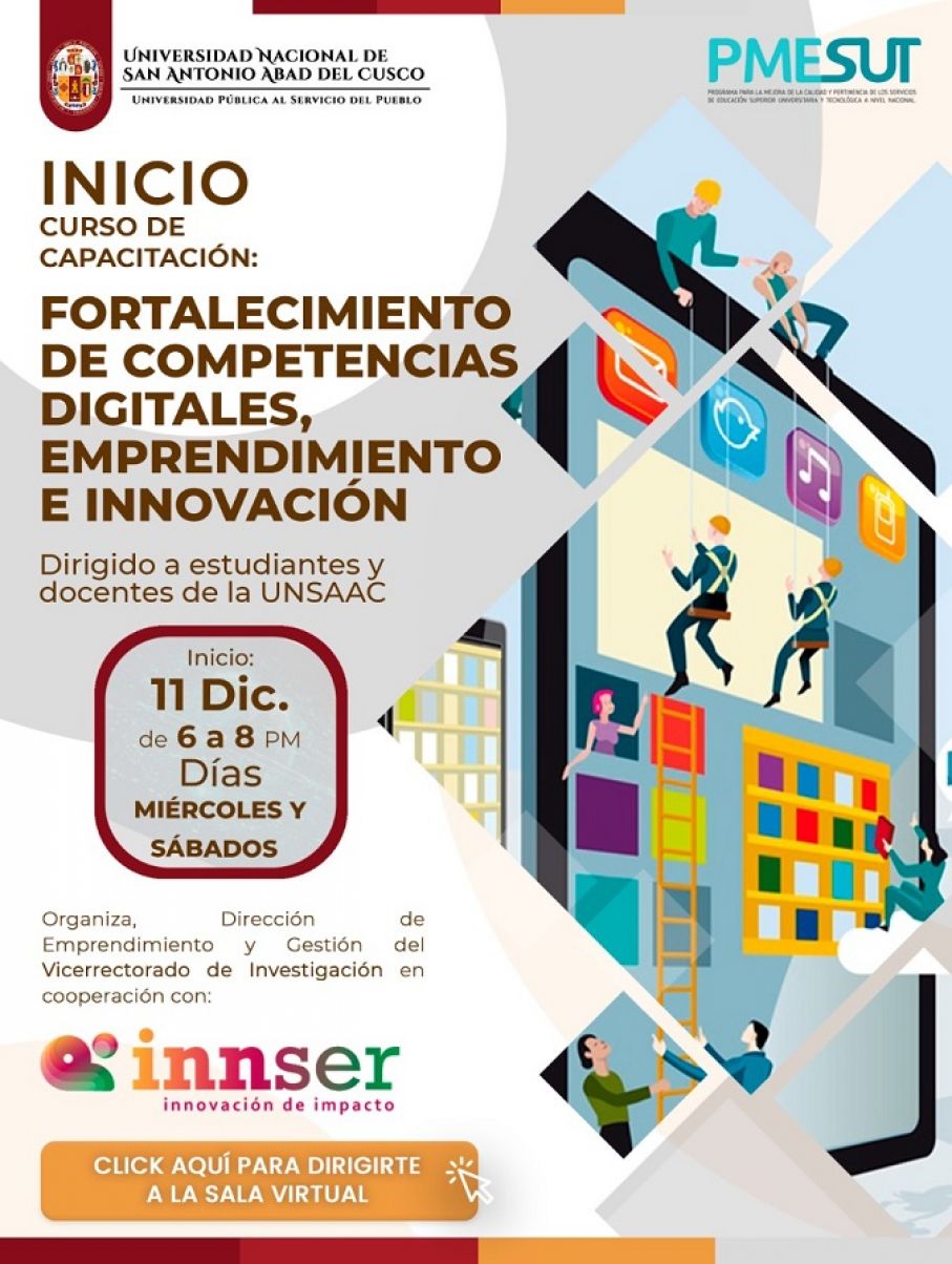 curso de Capacitación de fortalecimiento de competencias digitales, de emprendimiento y de innovación dirigido a estudiantes y docentes de la