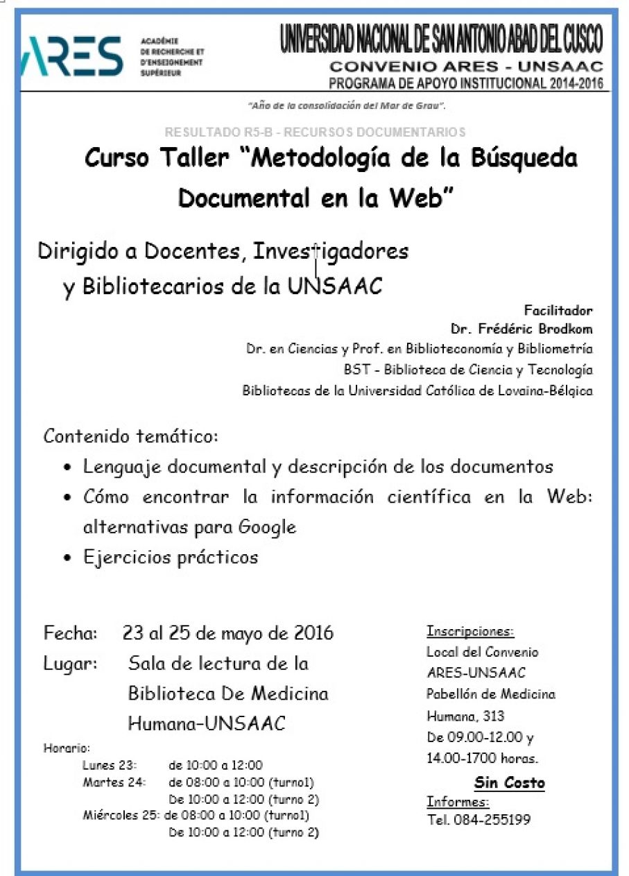 Curso Taller “Metodología de la Búsqueda Documental en la Web”