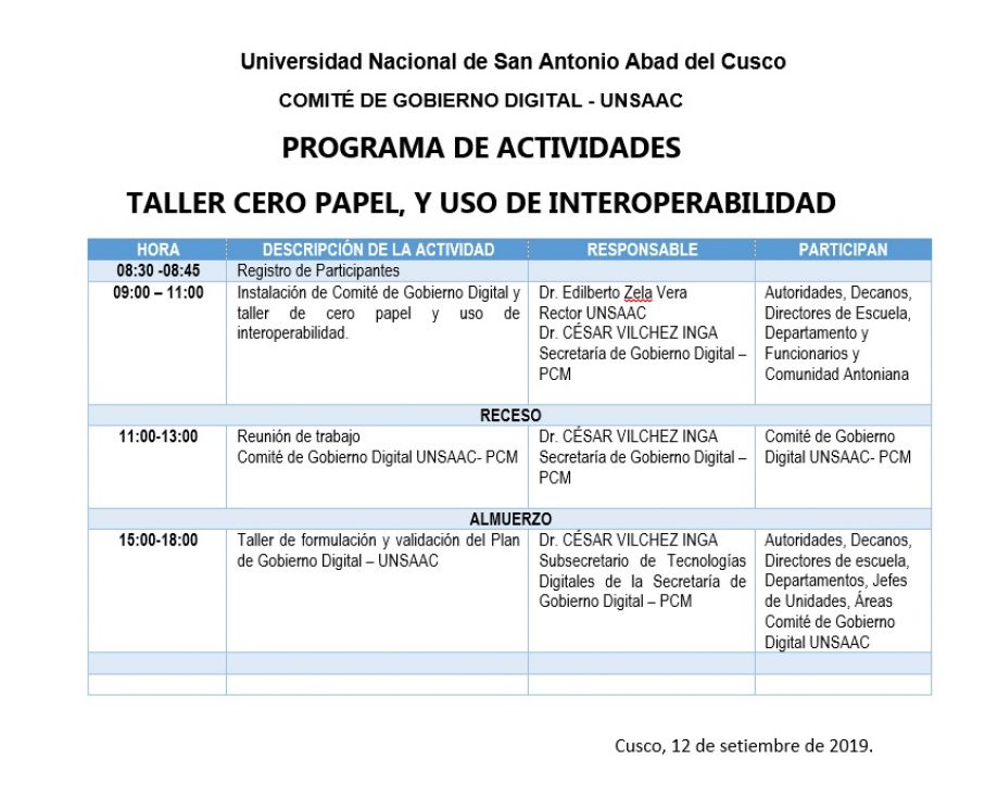 TALLER CERO PAPEL, Y USO DE INTEROPERABILIDAD E INSTALACIÓN DE COMITÉ DE GOBIERNO DIGITAL