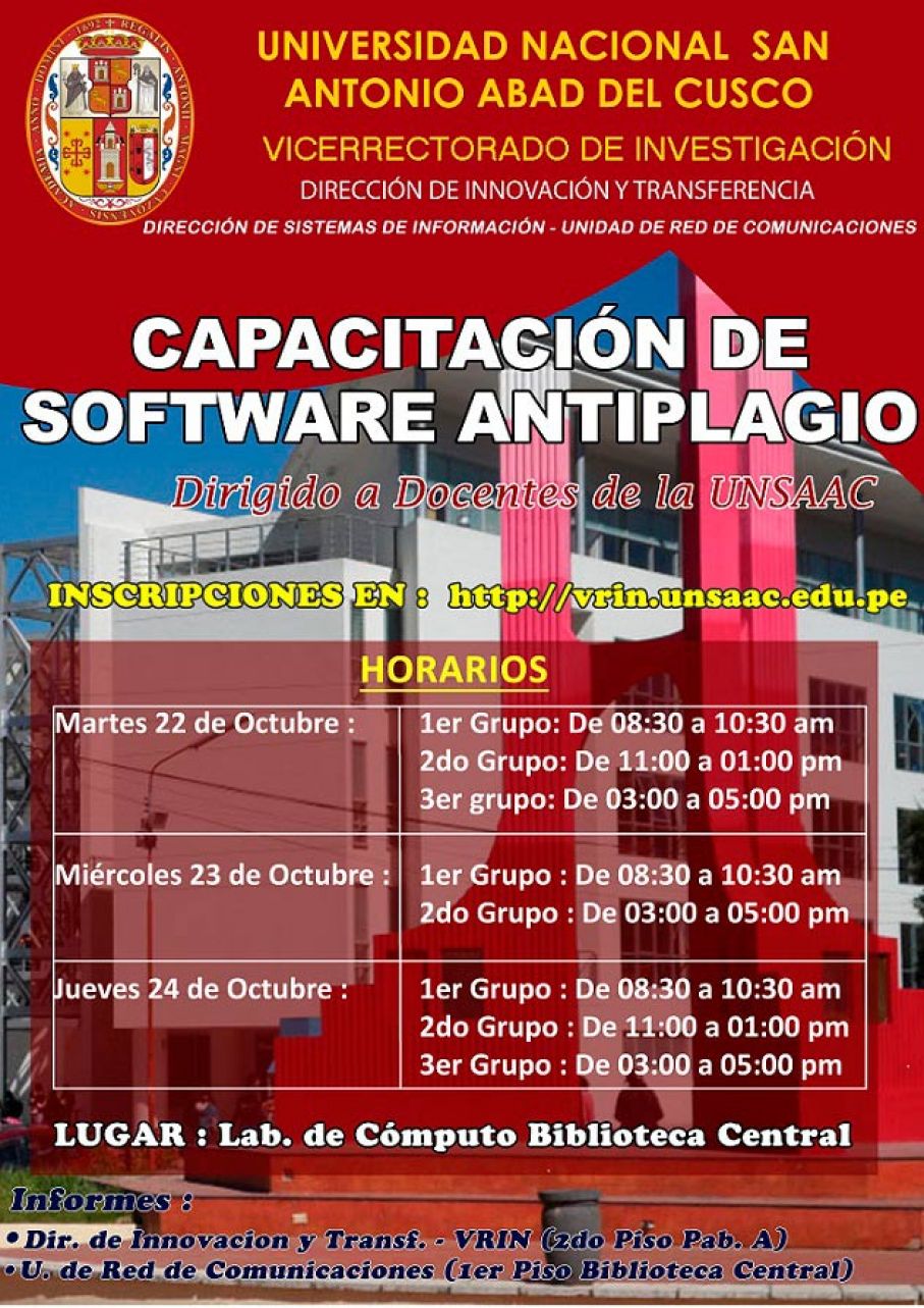 TALLER DE CAPACITACIÓN EN EL USO DE SOFTWARE ANTIPLAGIO URKUND