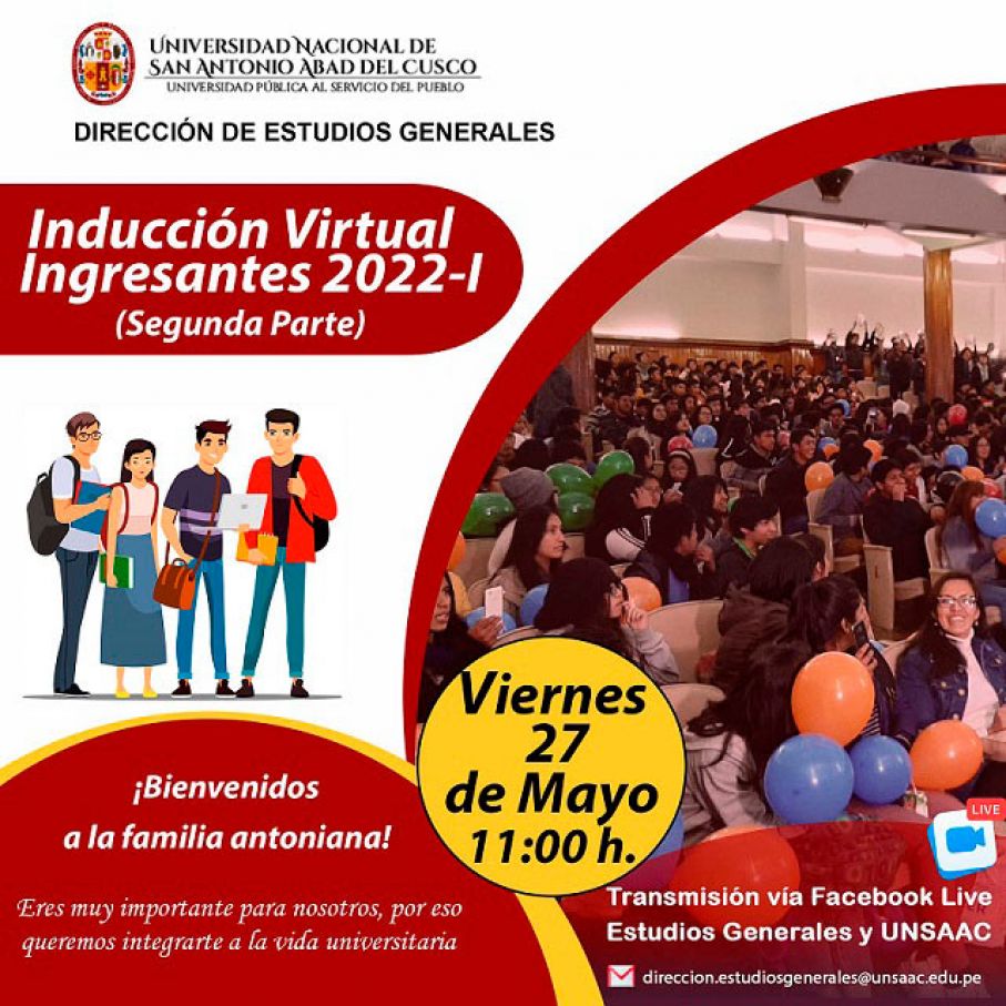 CHARLA DE INDUCCIÓN VIRTUAL PARA INGRESANTES DE TODAS LAS MODALIDADES (SEGUNDA PARTE)